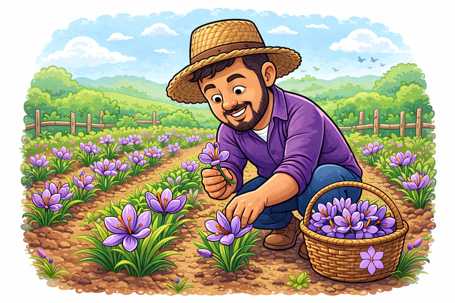 Dessin de Jos&eacute; dans le champ de safran